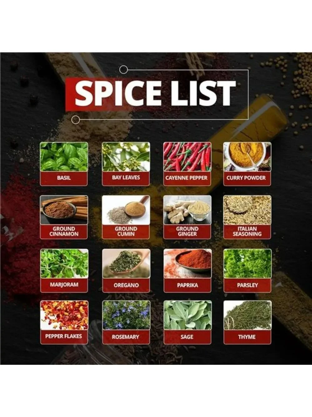 Rotating spice rack with 16 jars pre filled spices countertop organizer carousel